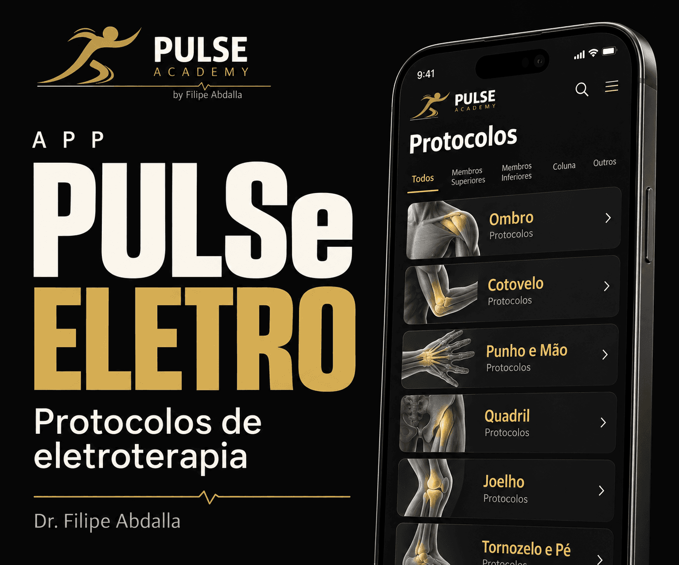 Apresentação visual do PULSe Eletro em um celular